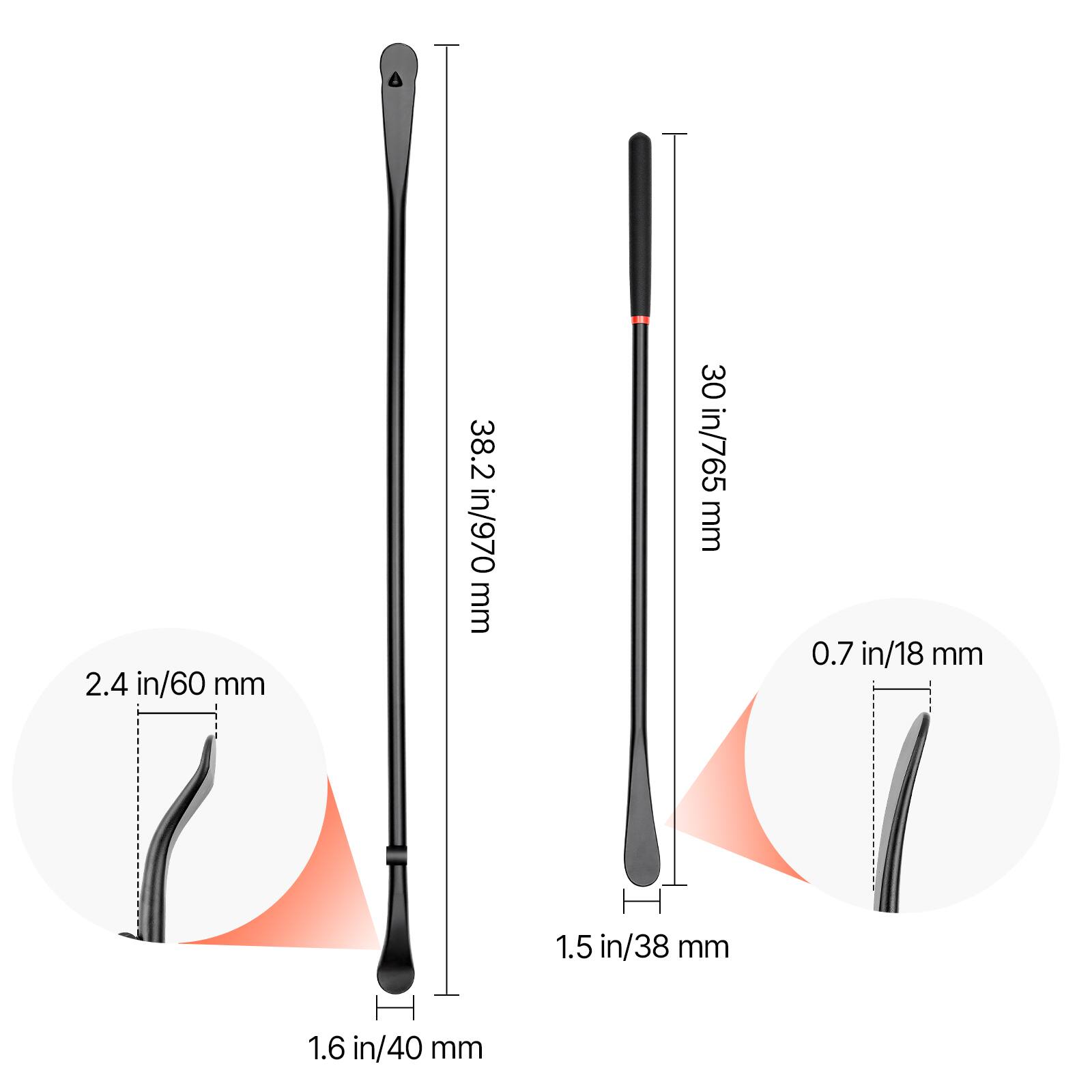 2.4 in/60 mm  
38.2 in/970 mm  
30 in/765 mm  
0.7 in/18 mm  
1.5 in/38 mm  
1.6 in/40 mm