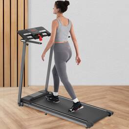 Siljoy - NEW Folding Walking Pad Treadmill: 2.5HP, 0.5-7.5MPH, 265LBS Capacity, Incline. Ideal for Home Office Walking & Running - Black
