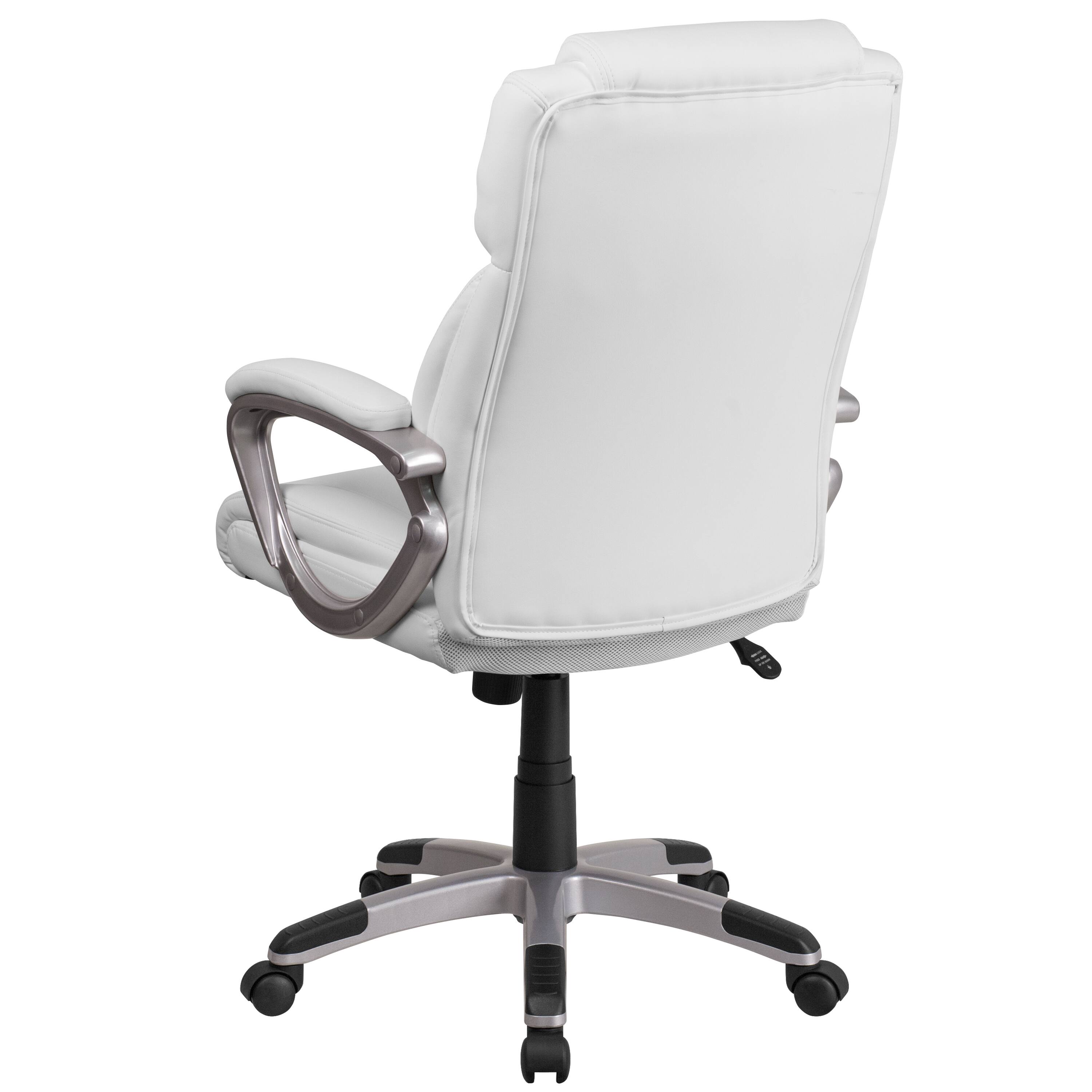 Alt View 5. Emma + Oliver - Mid-Back Faux Leather Executive Swivel Office Chair with Padded Arms - White.