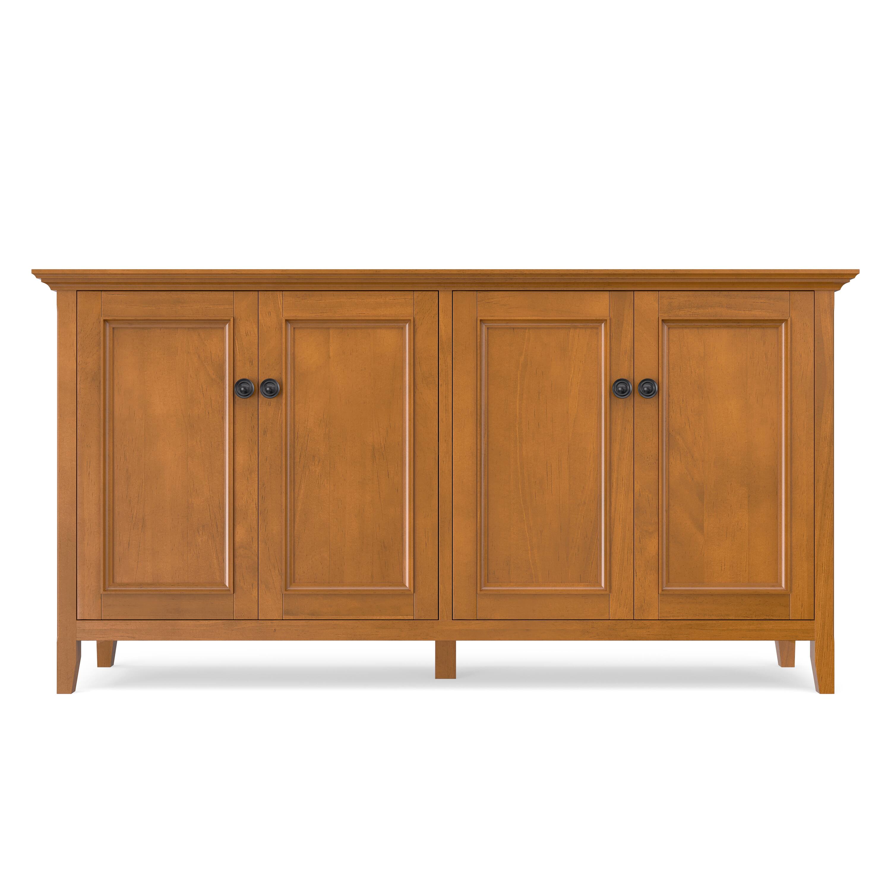 Back. Simpli Home - Simpli Home Amherst 66 inch Wide Solid Wood Transitional 4 Door Storage Cabinet in Light Golden Brown - Light Golden Brown.