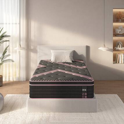 Front. Anysun - Twin Size Mattress,10 Inch Hybrid Mattress, Individually Pocketed Innerspring, Medium Firm - Pink.