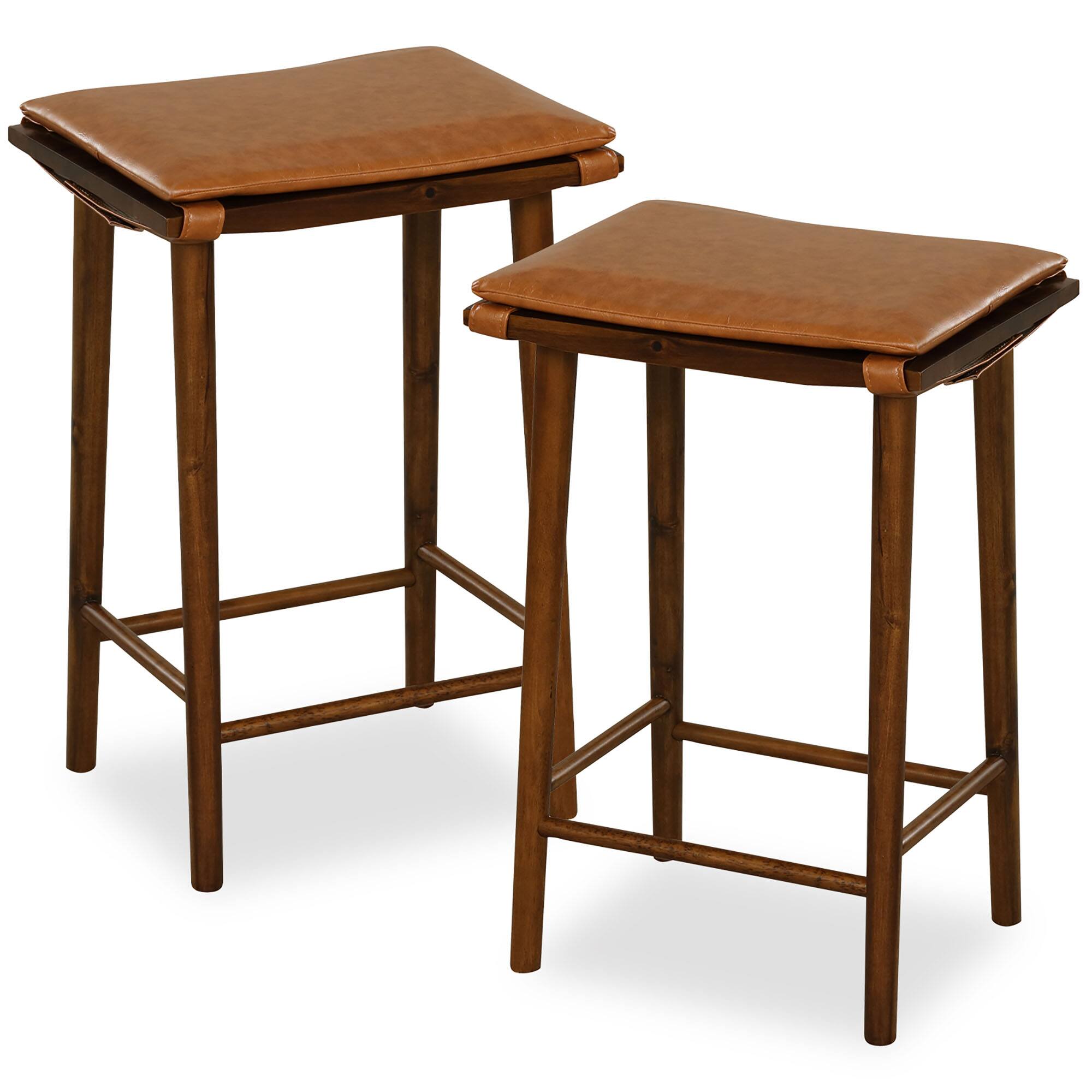 Alt View 9. Gymax - Gymax 25.5'' Barstool Set of 4 Counter Height Dining Stools w/ Removable PU Leather Cushion Brown - Brown.