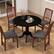 Alt View 4. Costway - 4-Person Dining Table Wooden Kitchen Table with Solid Rubber Wood Frame for Kitchen - Black.