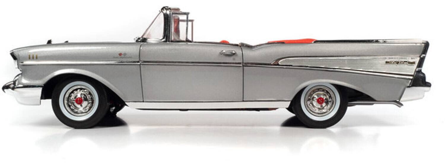 Alt View 2. PopMarket - Auto World 1957 Chevrolet Bel Air Convertible - Inca Silver 1/18 Scale Diecast   - COLLECTIBLES - Multicolor.