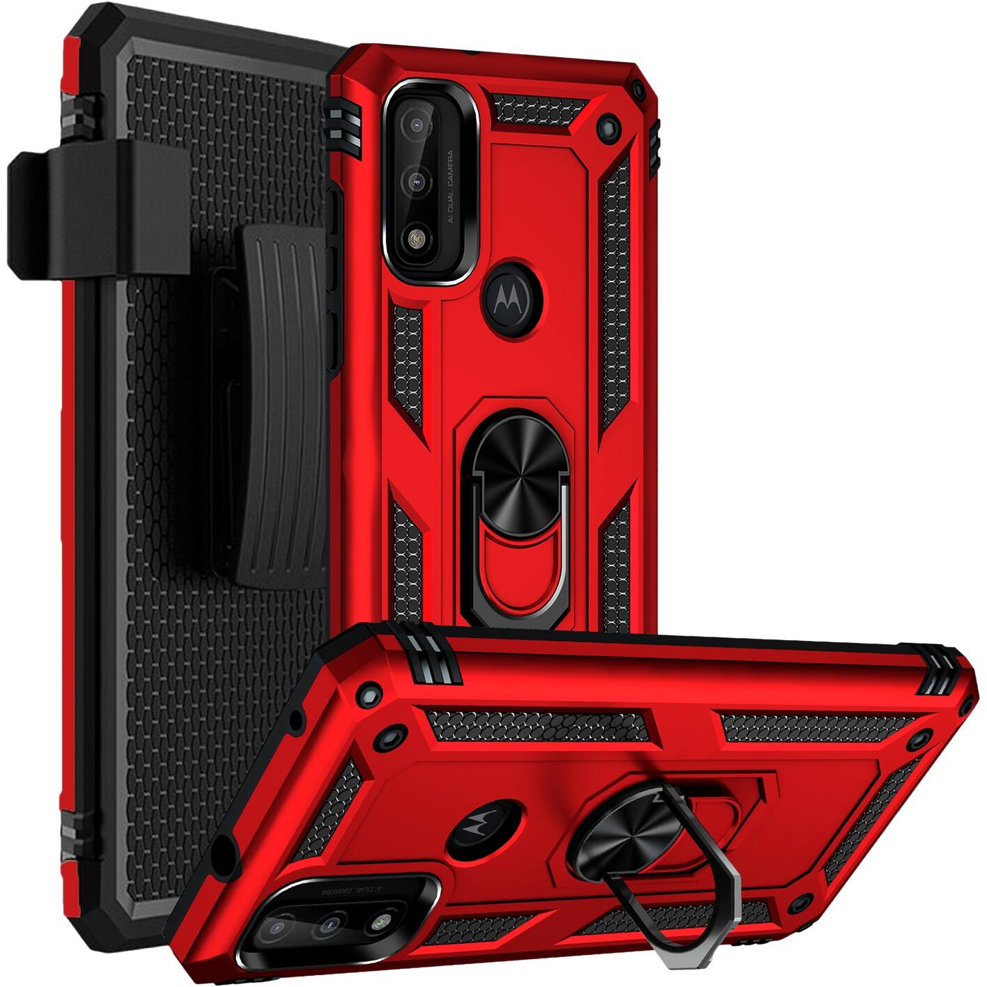 Alt View 16. SaharaCase - Military Kickstand Series Case for Motorola Moto G Pure, G Power 2022, and G Play 2023 - Red.