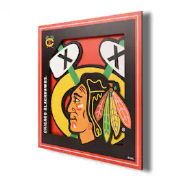 YouTheFan - Chicago Blackhawks 12'' x 12'' 3D Logo Wall Art - Multicolor