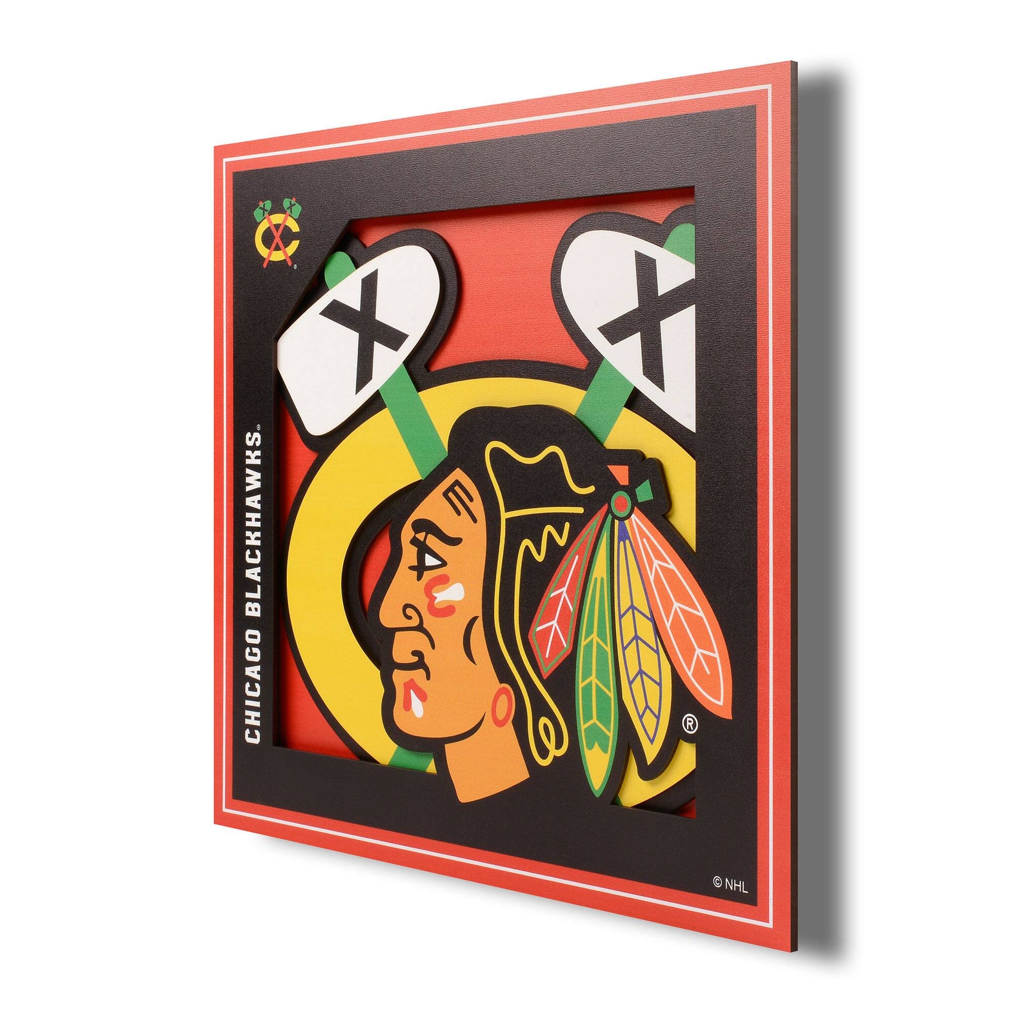 Chicago Blackhawks 12'' x 12'' 3D Logo Wall Art