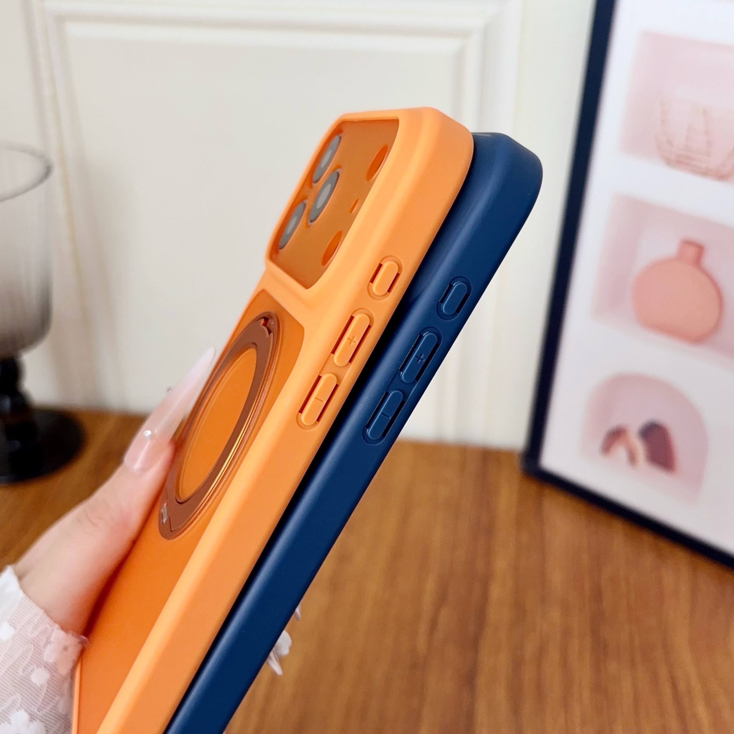 Alt View 6. UUCOVER - Magnetic Kickstand Case for Apple iPhone 17 Pro, Rotatable Ring Holder Compatible with MagSafe, Shockproof Frosted Cover - Orange.