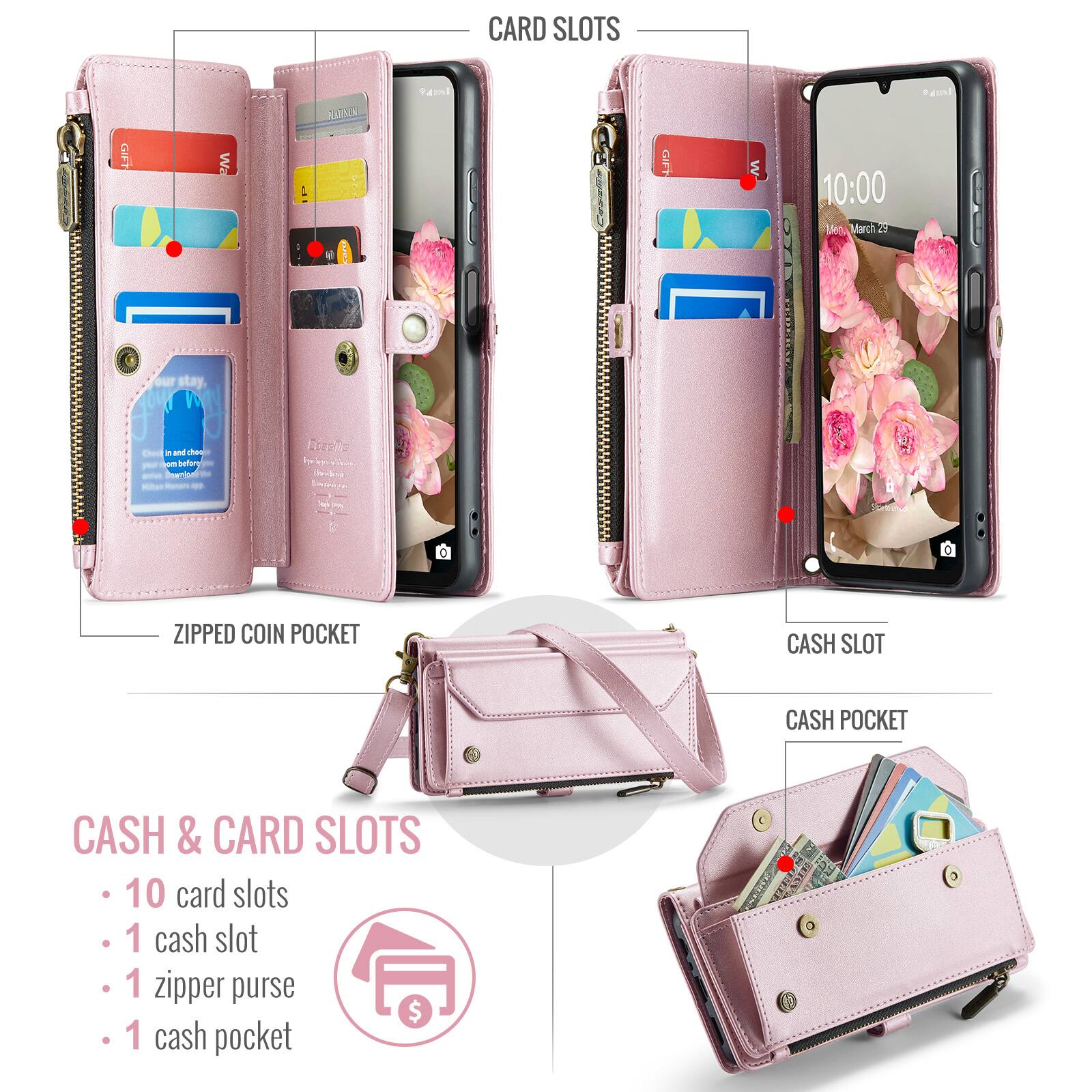 CARD SLOTS

GIFT Wa : TUIIN - 4 TAI Comla CUFT W

10:00 Jen March B Paml 1 our stay. Chedl . and thes - Lam buftery hedd - - Trs - r Enirken & a

ZIPPED COIN POCKET

CASH & CARD SLOTS

10 card slots
1 cash slot
1 zipper purse
1 cash pocket