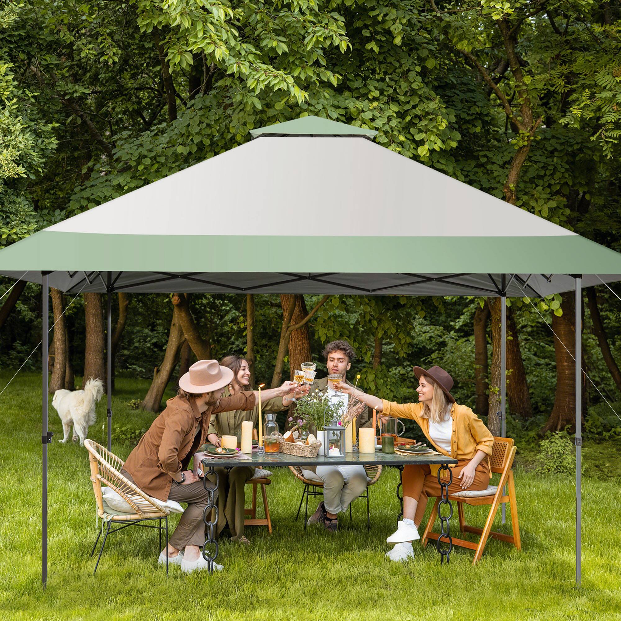 Alt View 3. Costway - Costway 13x13ft Patio Pop-Up Gazebo Canopy Tent Instant Sun Shelter Outdoor Wheeled Bag - Grey,Green.