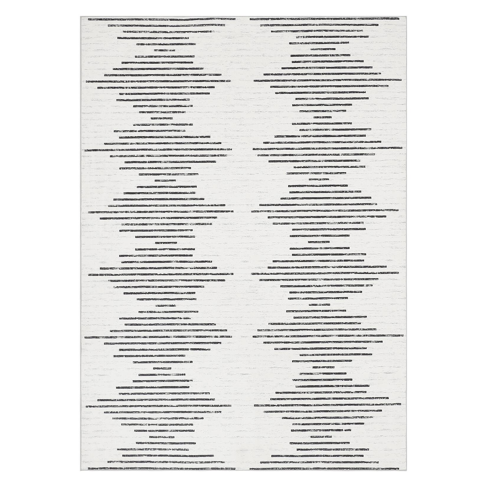 Front. GAOMON - Modern Textured Area Rug Non Slip Stain Resistant Low Pile Pet Friendly Floor Cover for Entrance Kid's Room Bathroom - Beige Black.