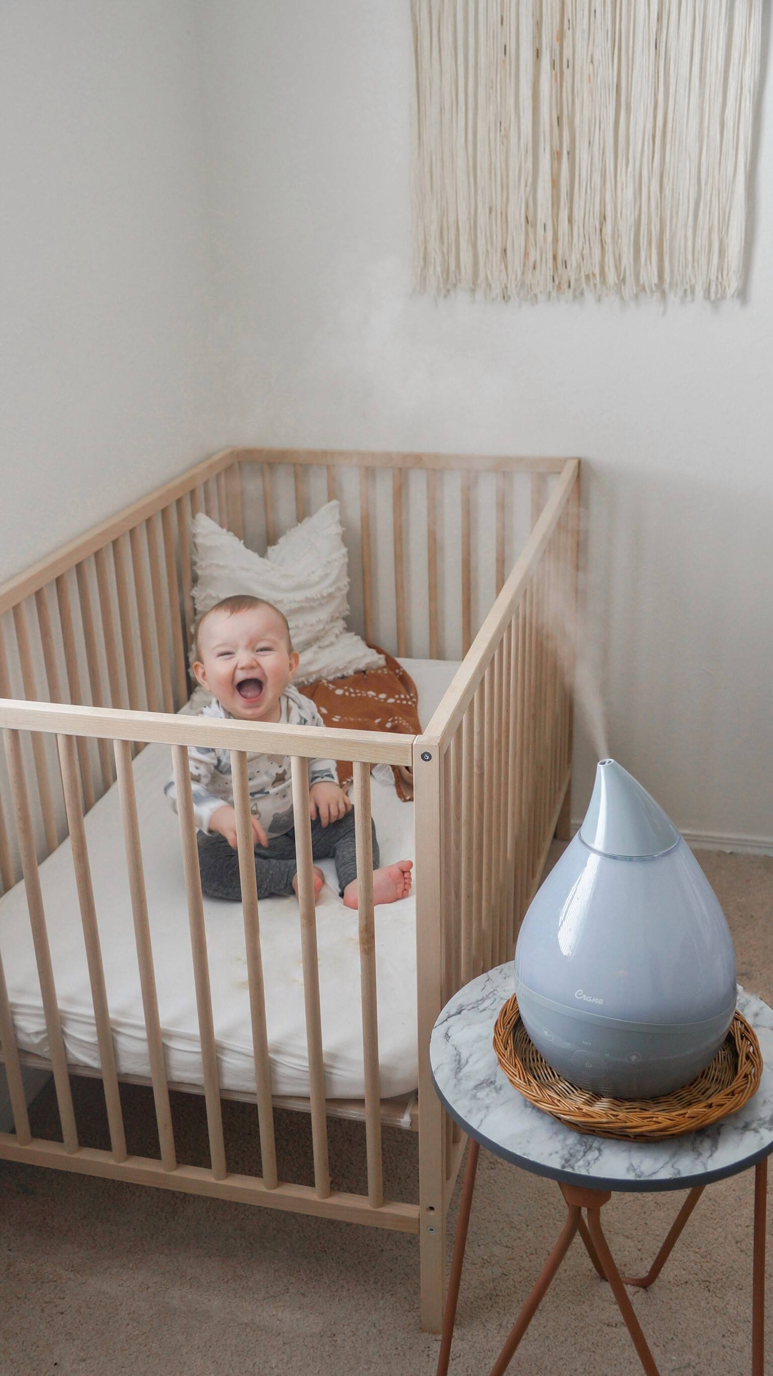 Alt View 12. CRANE - 1 Gal. Drop Cool Mist Humidifier with Sound Machine - Grey.