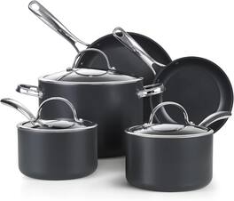 Cooks Standard - Classic Nonstick Hard Anodized 8pc Cookware Set, Includes Saucepans, Stockpot, Frying Pans, Lids, Not Induction - Black
