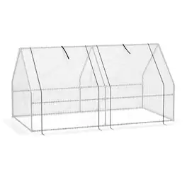 Outsunny - Mini Greenhouse, Outdoor Garden with Large Zipper Doors and Water/UV PE Cover - White