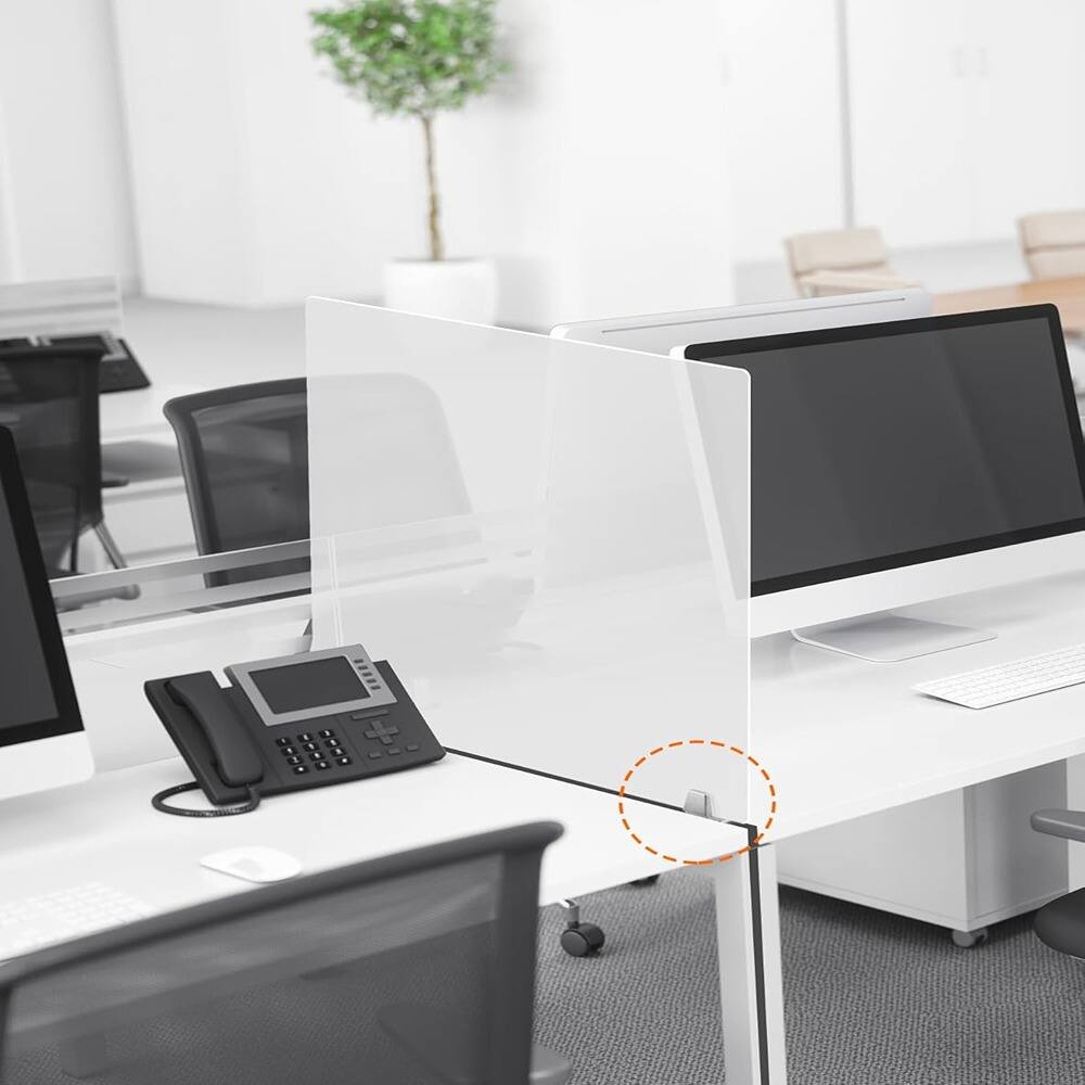 Left. PARKER SLATER - Aluminum Alloy Desk Partition Clamp for Wooden or Glass Desks - White.