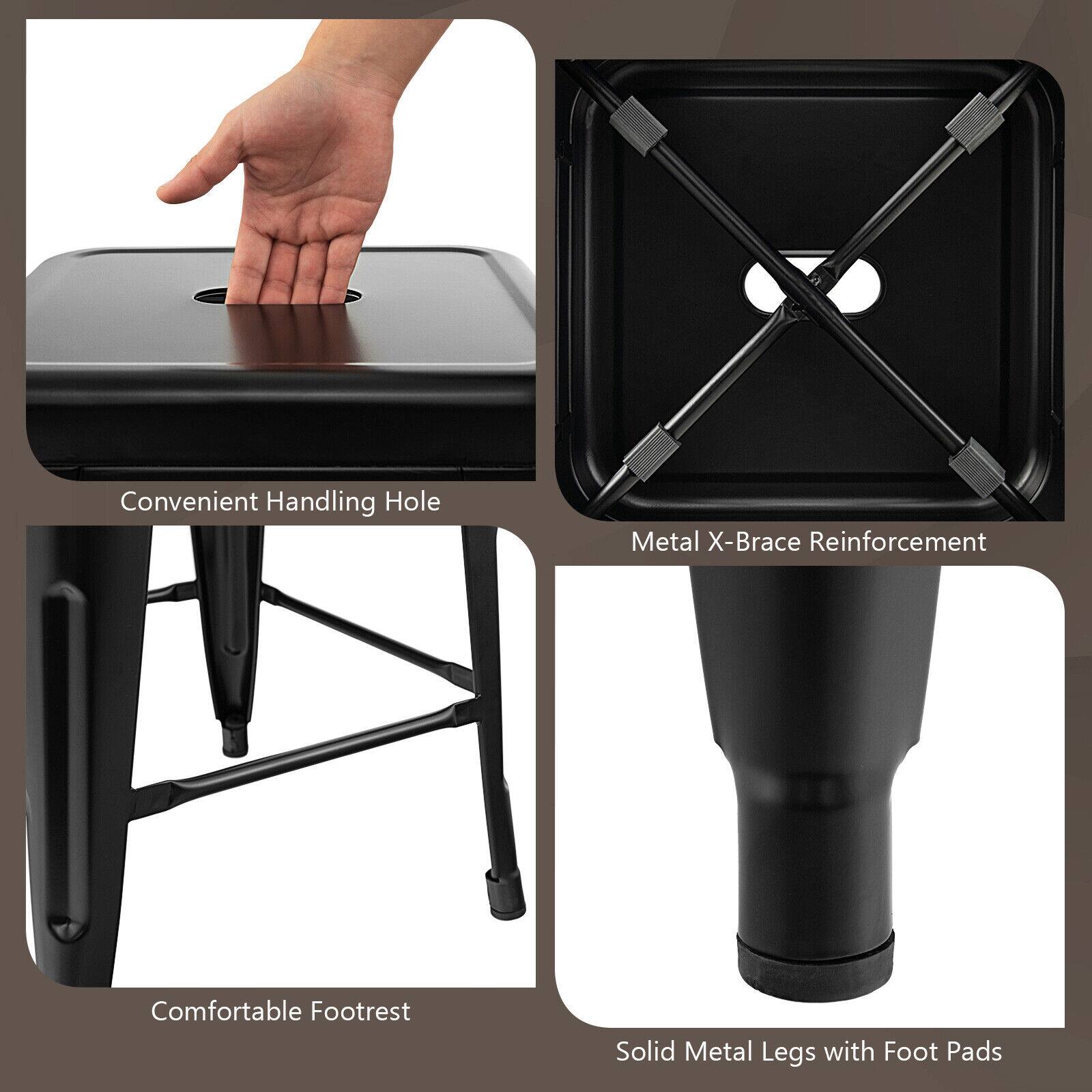 - Convenient Handling Hole
- Metal X-Brace Reinforcement
- Comfortable Footrest
- Solid Metal Legs with Foot Pads