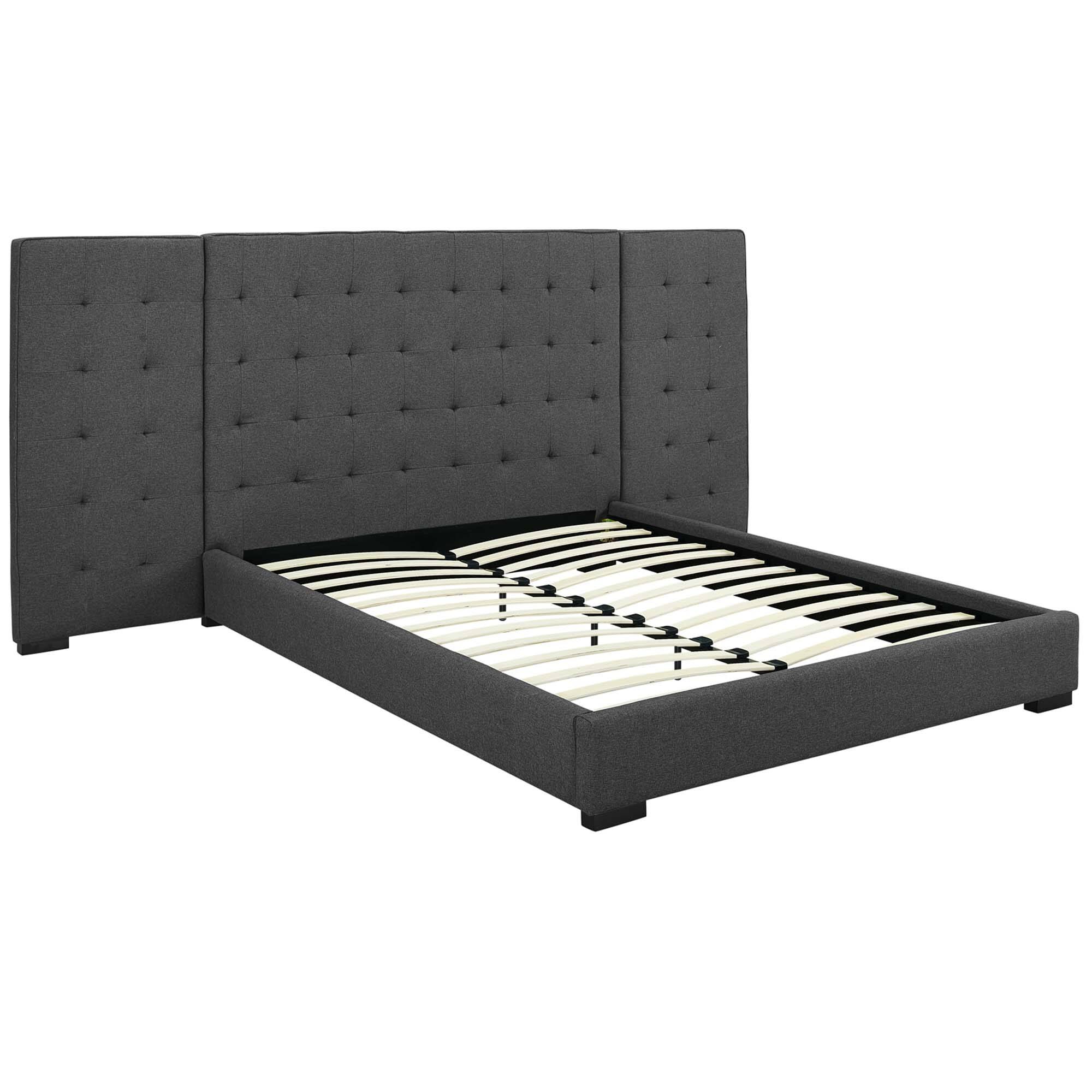Left. Modway - Rael Performance Velvet Twin Platform Bed - Ivory.
