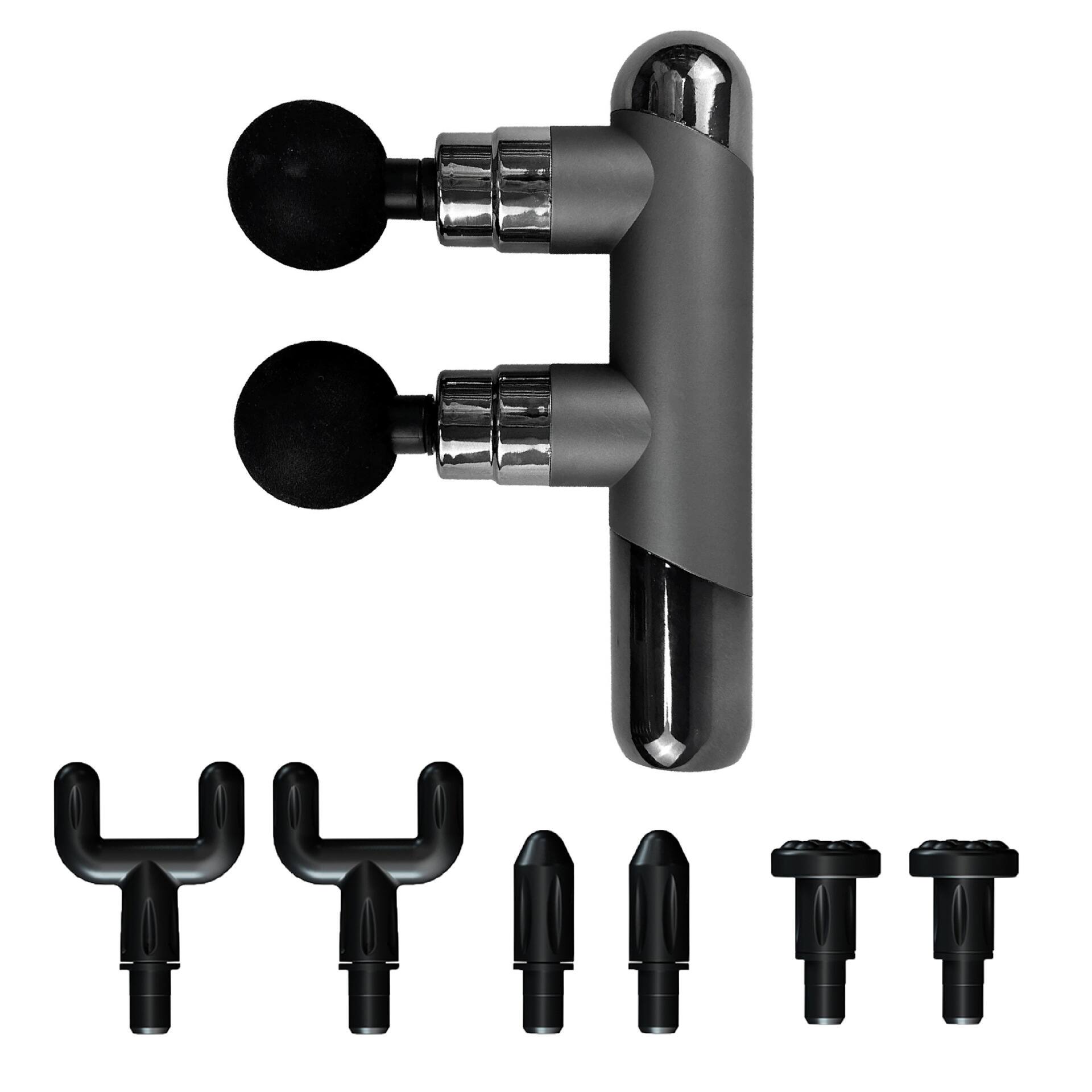 Alt View 3. Cluzine - Dual-Head Fascia Gun Electric Muscle Massager Multifunctional Vibration Relax Fitness - Gray.