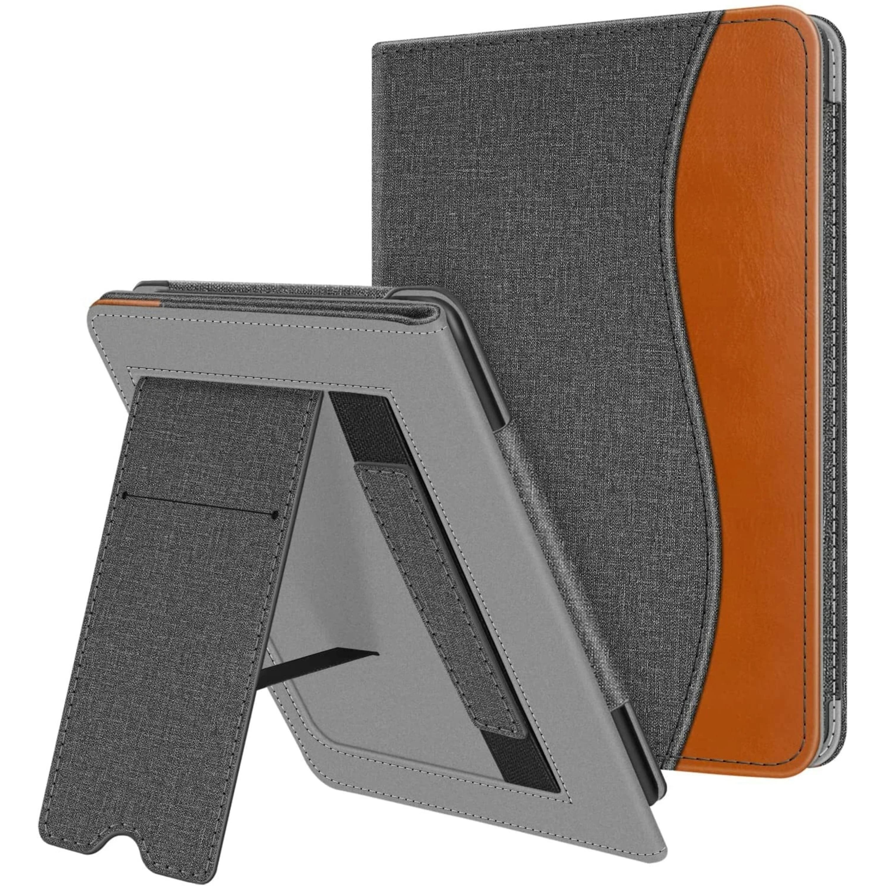 Front. Kitcheniva - Foldable Stand Cover For Kindle Paperwhite 11th 2021 With Card Slot And Hand Strap Vintage Brown - Vintage Brown.