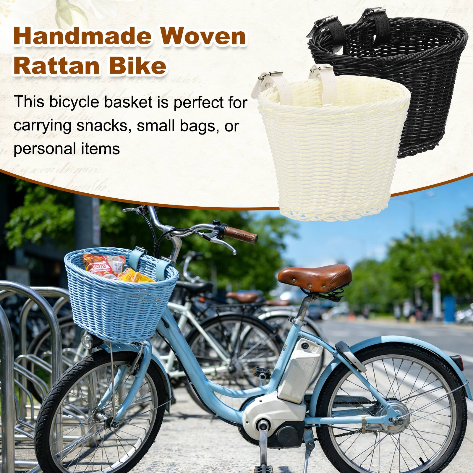 Handmade Woven Rattan Bike

This bicycle basket is perfect for carrying snacks, small bags, or personal items
