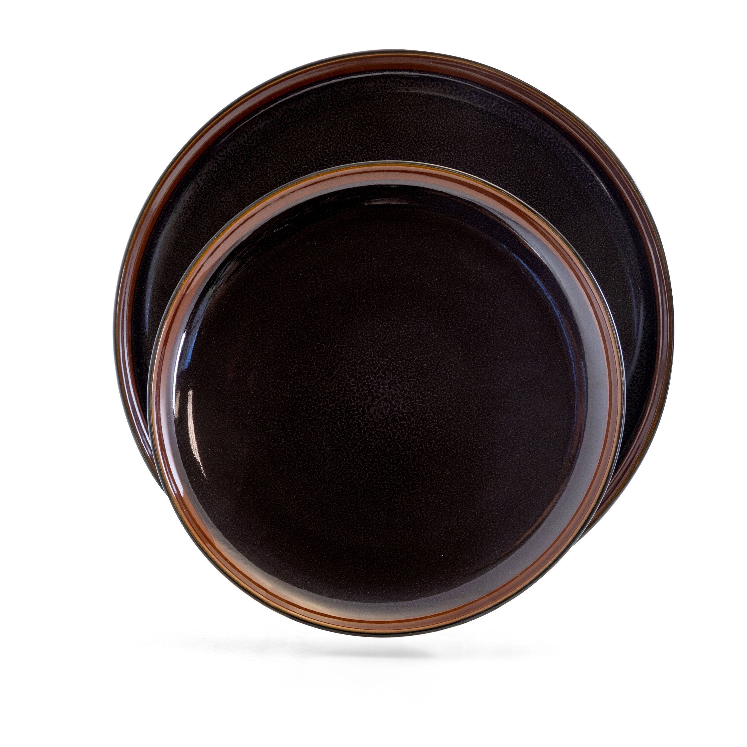 Alt View 7. Elama - Elama Midnight Beach 16 Piece Dinnerware Set in Metallic Black - Black.