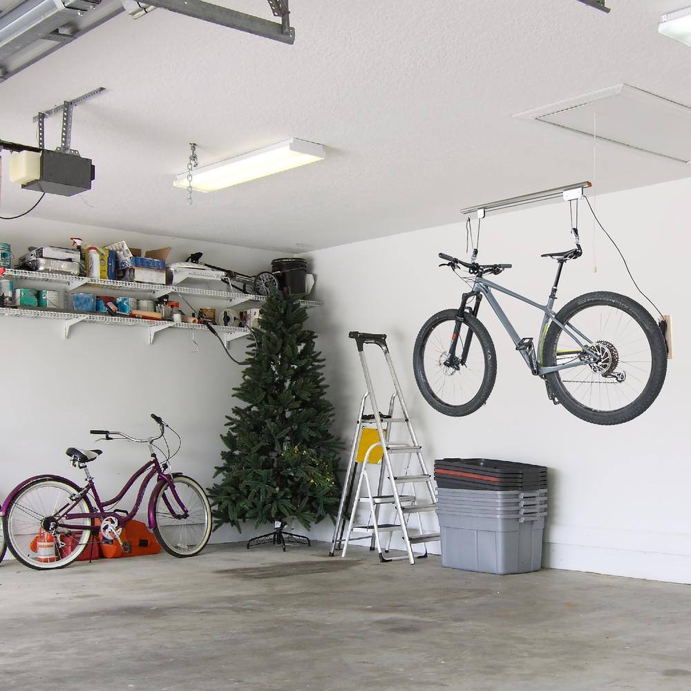 Alt View 4. Sportsman Pro-Series - Ceiling Mount Aluminum Bicycle Lift - Silver.