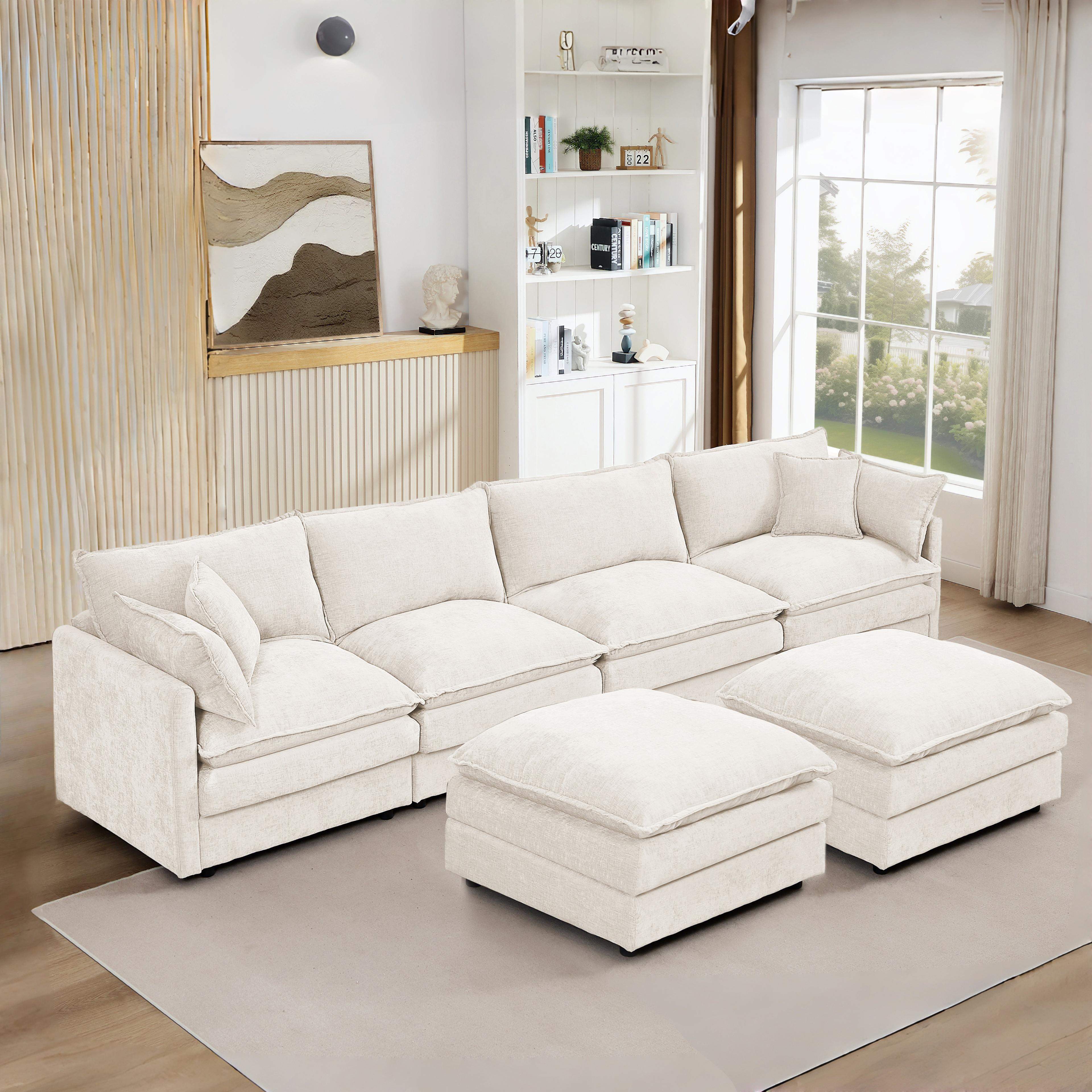 Roomtec Modular Sectional Sofa 130.7 Inch U Shaped Couch Set for Living ...