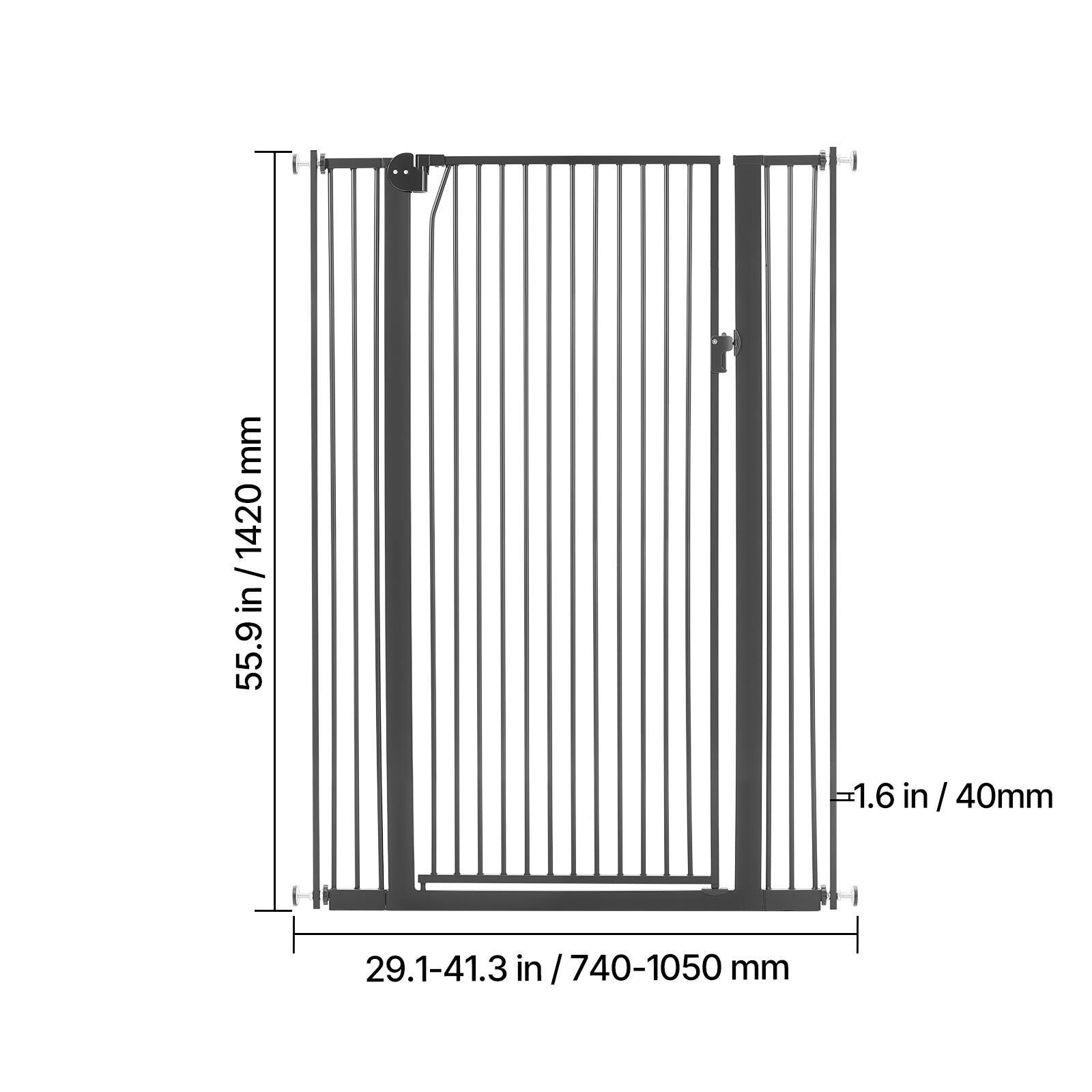 55.9 in / 1420 mm  
1.6 in / 40mm  
29.1-41.3 in / 740-1050 mm