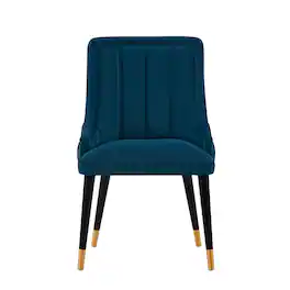 Manhattan Comfort - Eda Modern Wood Upholstered Dining Chair - Midnight Blue