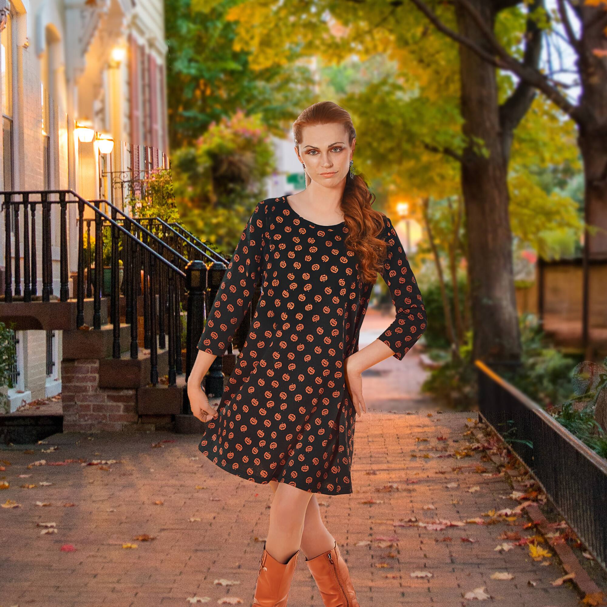 Front. Northlight - Women's Pumpkin Adult Halloween Costume - Small - Black.