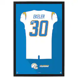 Sporticulture - Austin Ekeler Los Angeles Chargers Away Jersey Framed Art Print - White