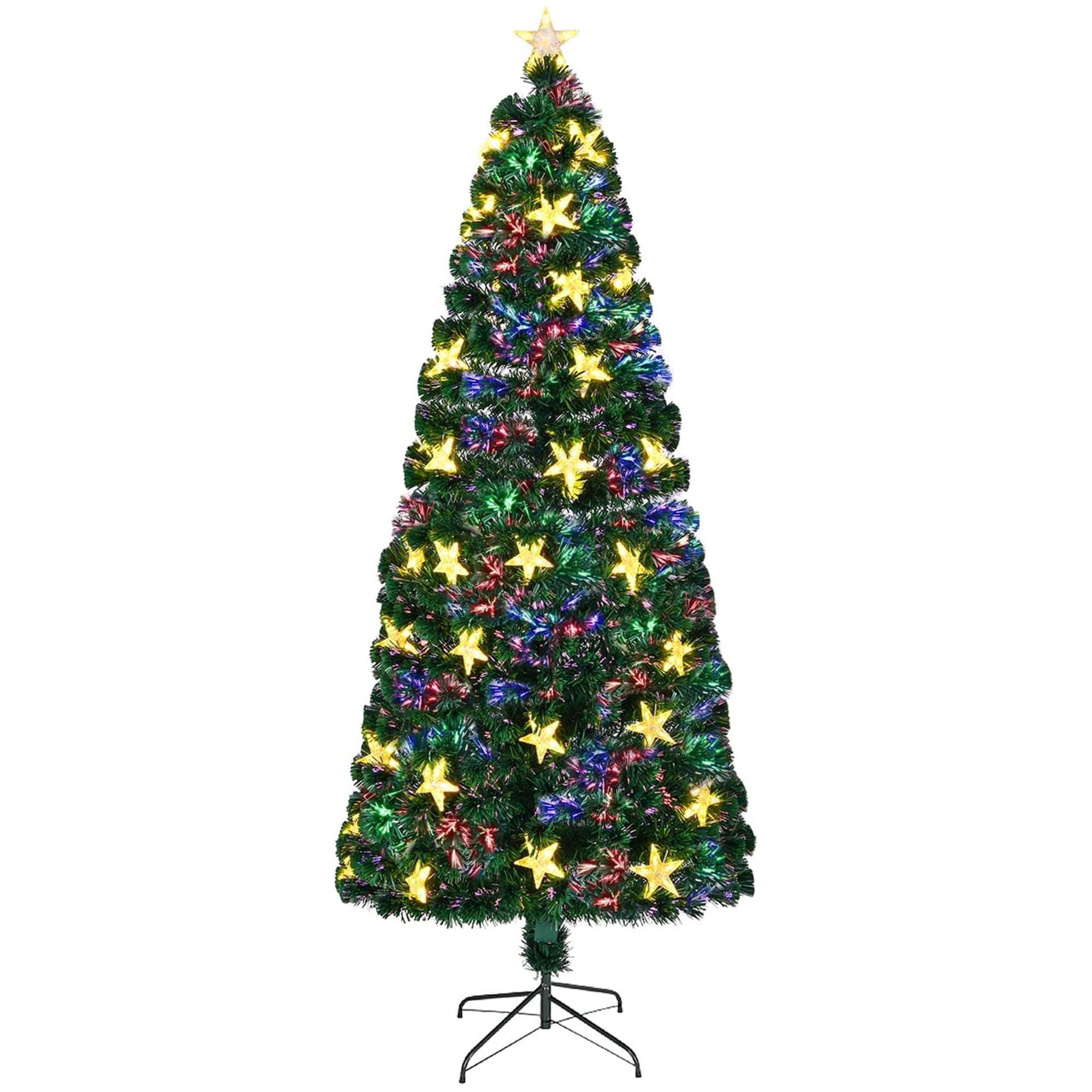 Alt View 6. APRILSOUL - Prelit Fiber Optic Christmas Tree Large Stars Artificial Tree Spruce Tree Green Metal Stand Full Tree Holiday - Green.