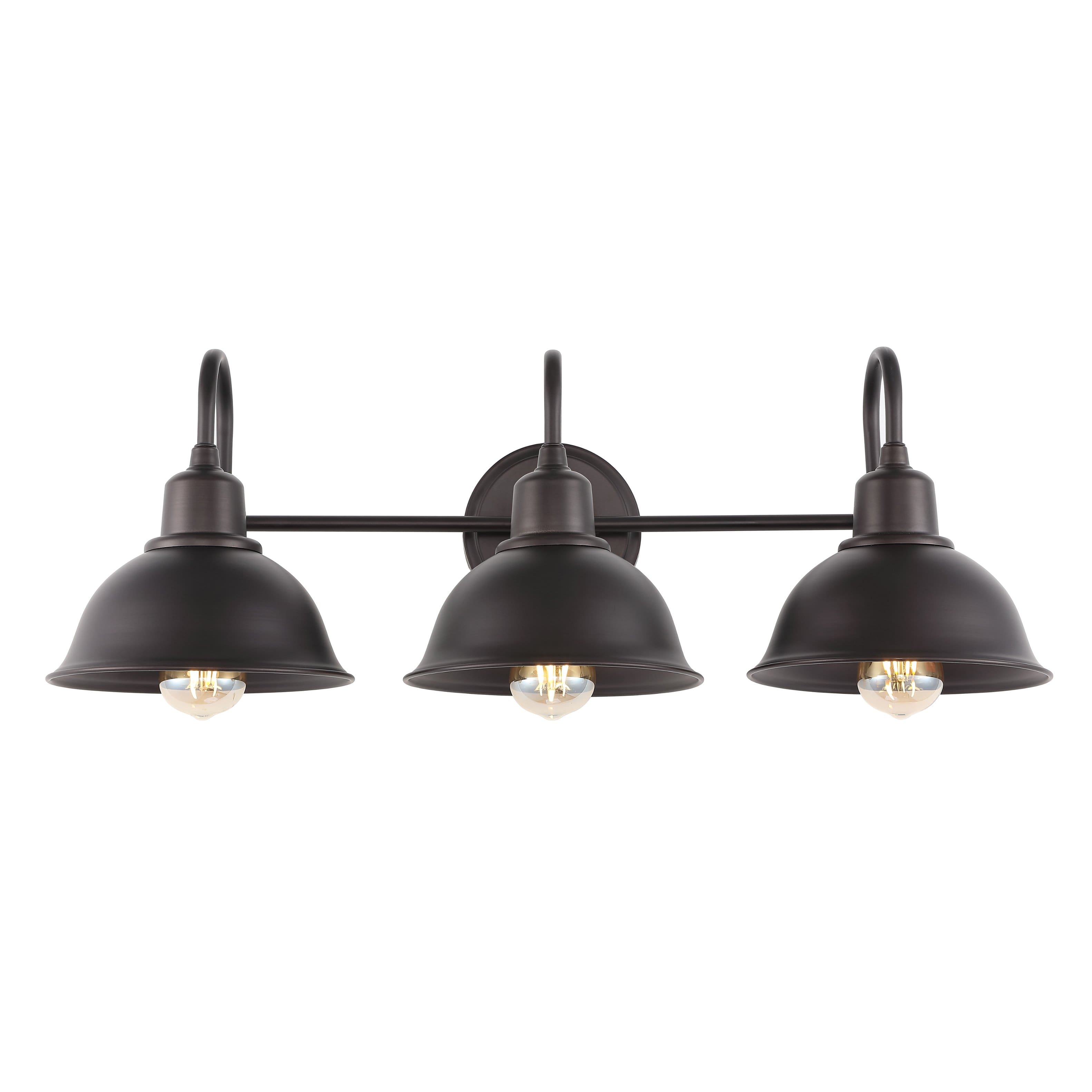"Jonathan Y - Frisco 26.5"" 3-Light Farmhouse Industrial Iron Shade Vanity, Oil Rubbed Bronze - Oil-Rubbed Bronze" price history on PriceWatchPro