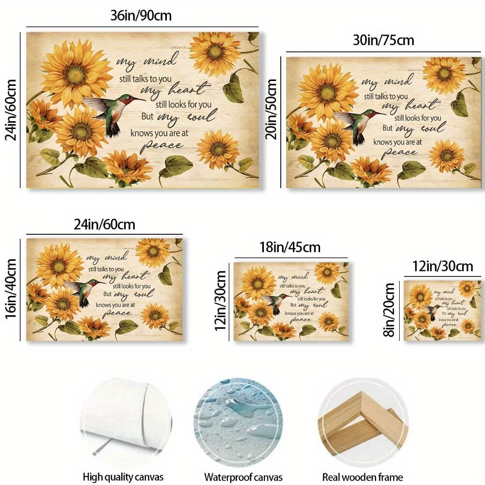 36in/90cm  
24in/60cm  
my mind still talks to you  
my heart still looks for you  
But my soul knows you are at peace  

30in/75cm  
20in/50cm  
my mind still talks to you  
my heart still looks for you  
But my soul knows you are at peace  

24in/60cm  
16in/40cm  
my mind still talks to you  
my heart still looks for you  
But my soul knows you are at peace  

18in/45cm  
12in/30cm  
my mind still talks to you  
my heart still looks for you  
But my soul knows you are at peace  

8in/20cm  
12in/30cm  
my mind still talks to you  
my heart still looks for you  
But my soul knows you are at peace  

High quality canvas  
Waterproof canvas  
Real wooden frame