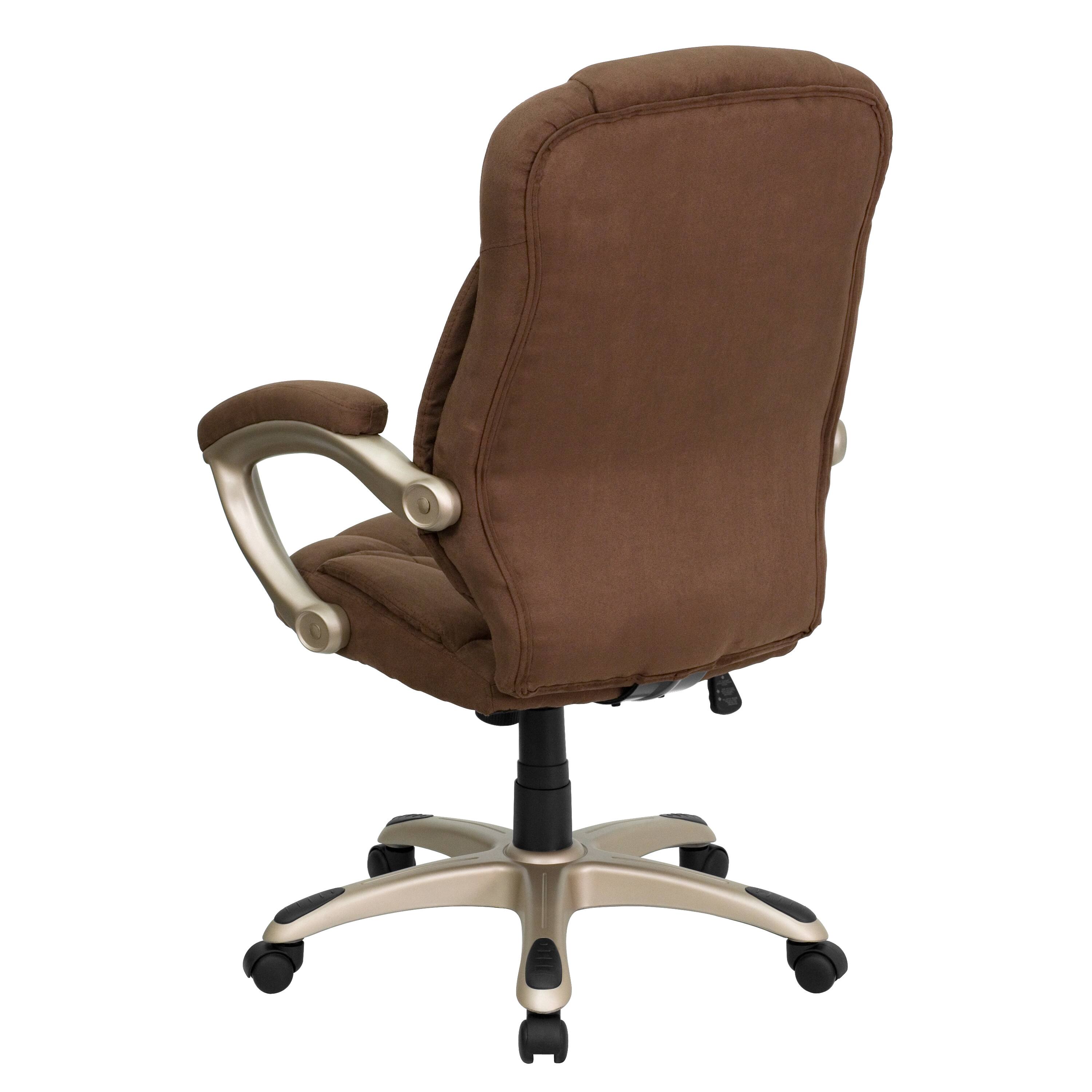 Alt View 5. Emma + Oliver - High Back Executive Ergonomic Office Chair with Silver Nylon Base and Arms - Brown Microfiber.