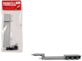 3-Axle Double-Drop Flatbed Trailer Top 1/87 (HO) Plastic Model by Promotex - Silver