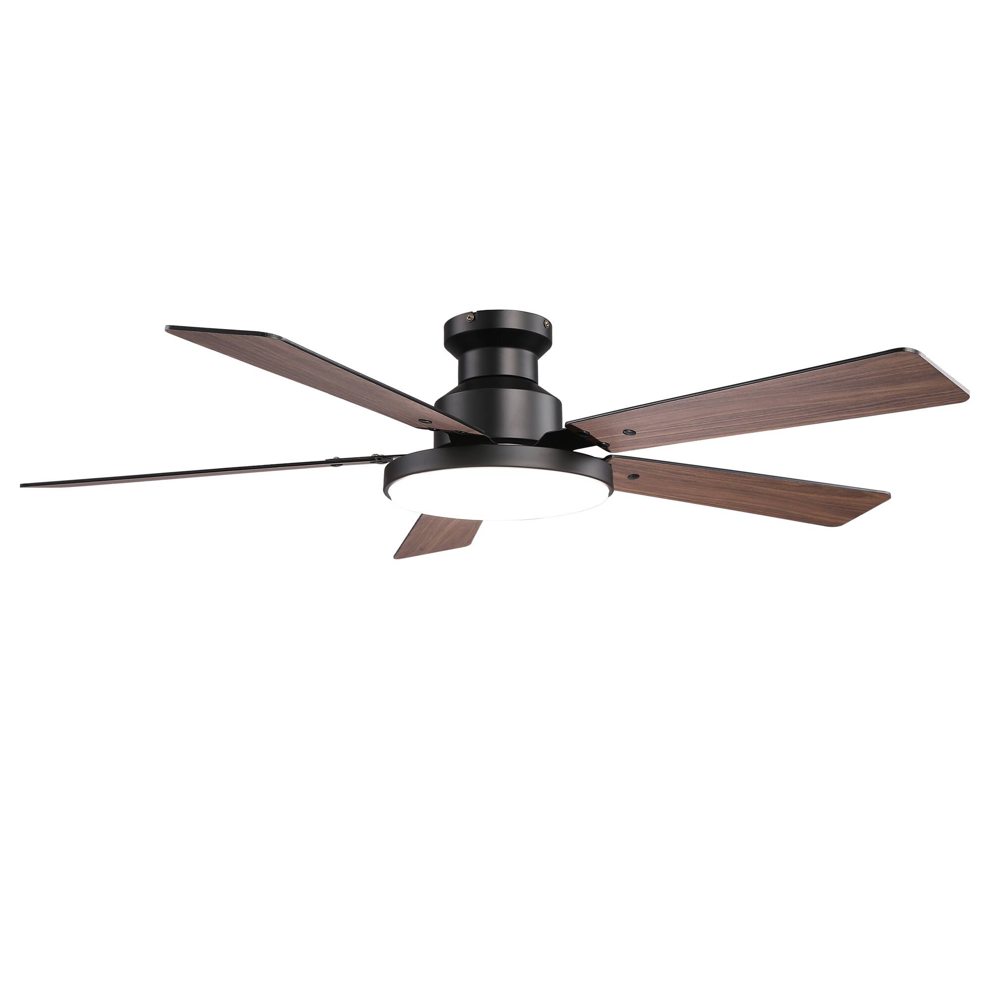 Alt View 1. Vaczon - 52" Modern Reversible Blades Flush Mount Smart Ceiling Fan with Dimmable LED Light and Remote, APP Control - Gold.