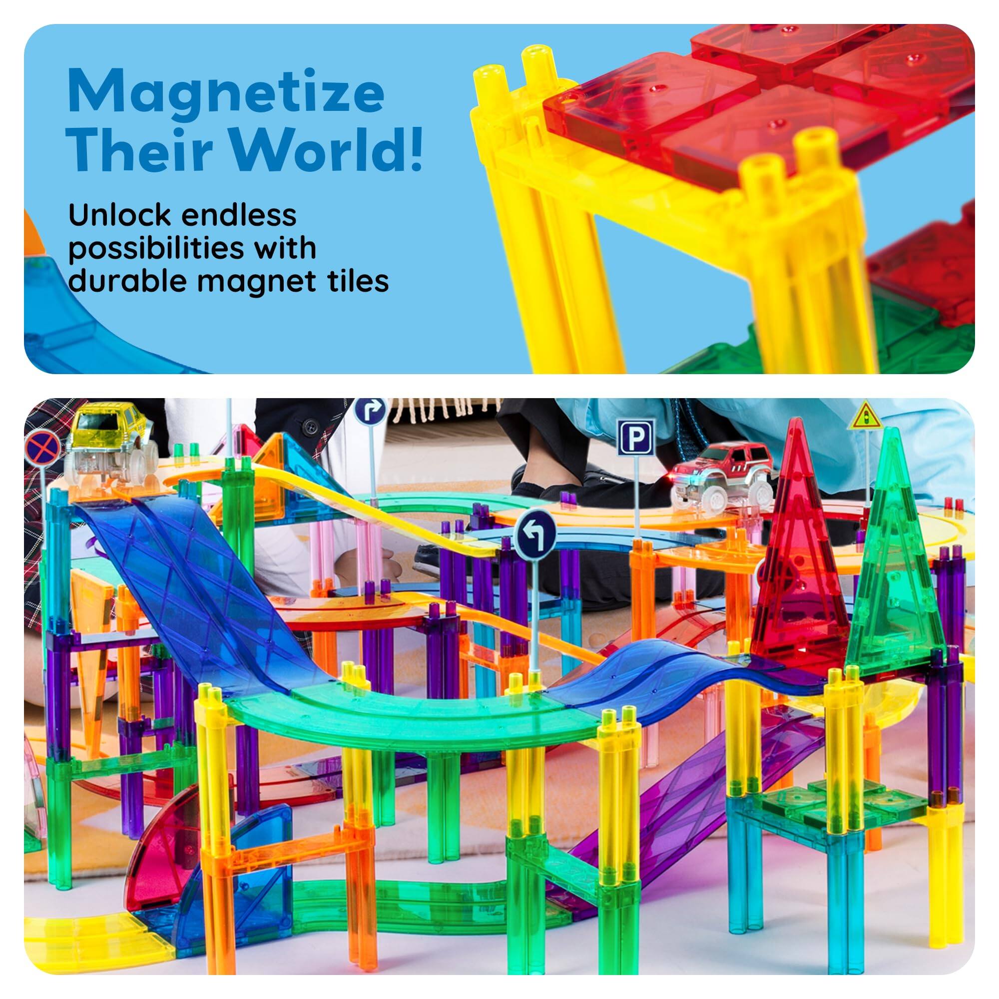 Magnetize Their World!  
Unlock endless possibilities with durable magnet tiles