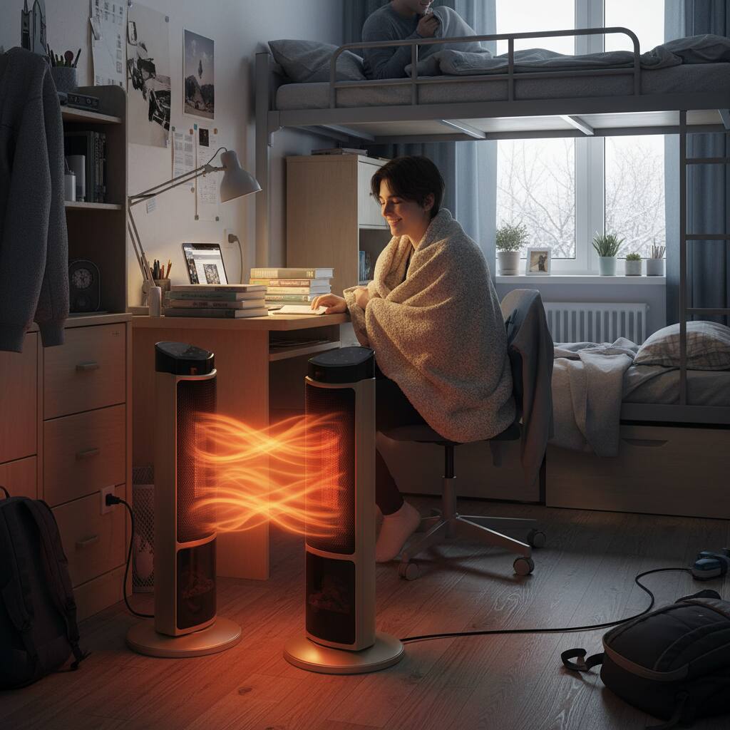 Alt View 5. AOITUN - 23inch Space Heater 3D Hyper-Realistic Flame with Remote, 1500W Electric Ceramic Tower Heater.