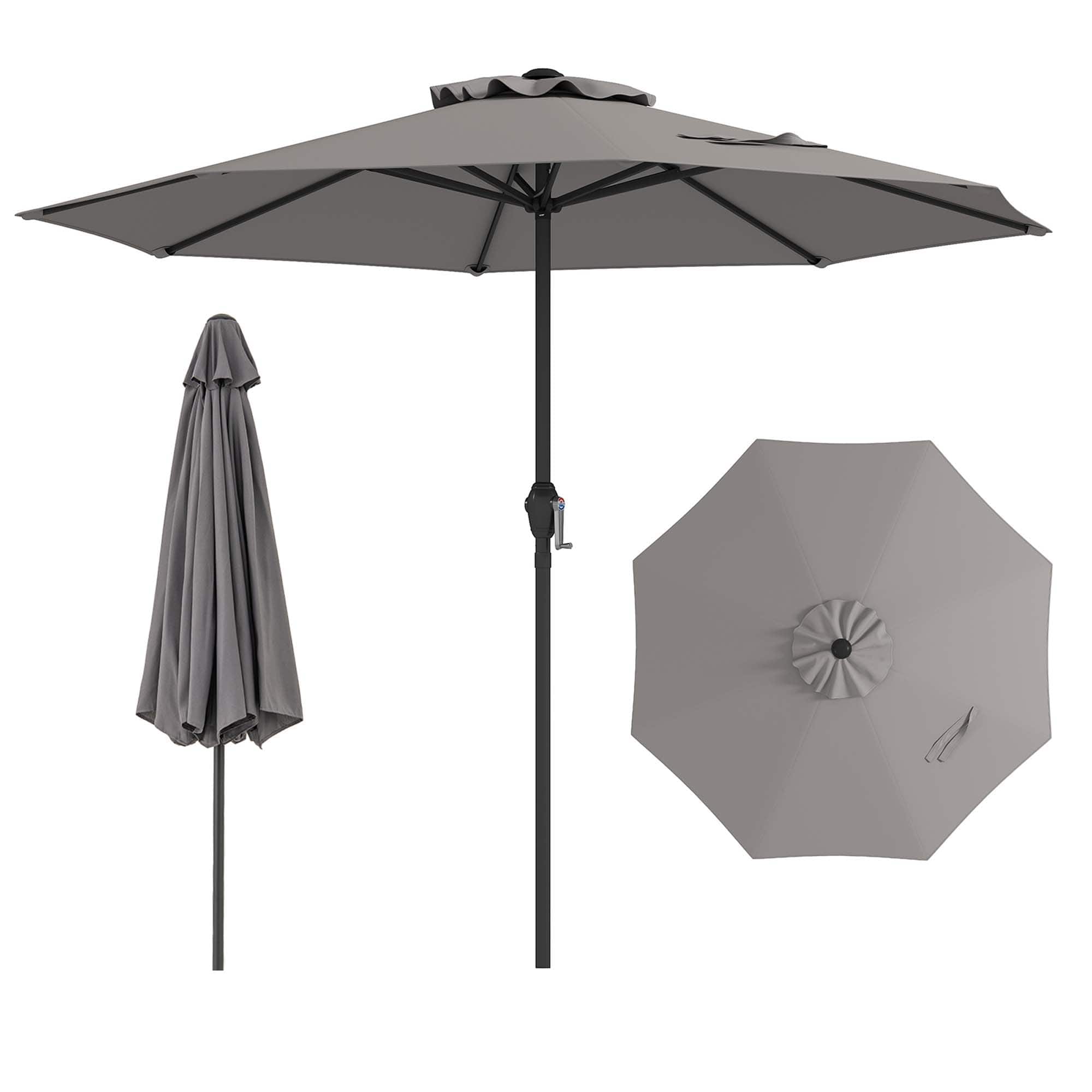 Gymax - Outdoor Patio Umbrella Modern Table Umbrella w/8 Heavy Duty Ribs Sun-proof - Gray