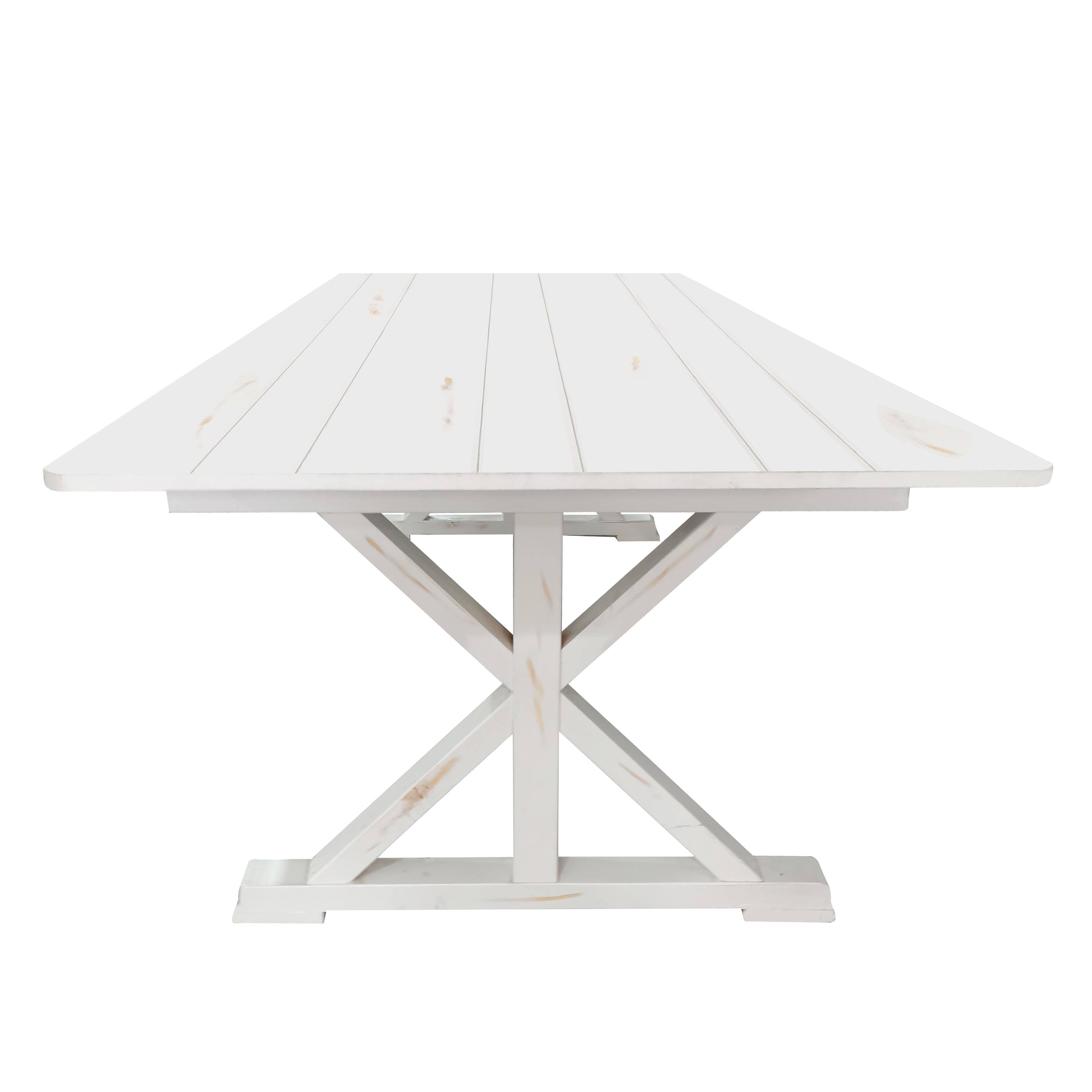 Left. Flash Furniture - HERCULES 8' x 40" Rectangular Antique Rustic White Solid Pine Folding Farm Table with X Legs - White.
