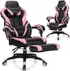 Front. Costway - Costway Office Computer Desk Chair Gaming Chair Adjustable Swivel w/Footrest - Pink.