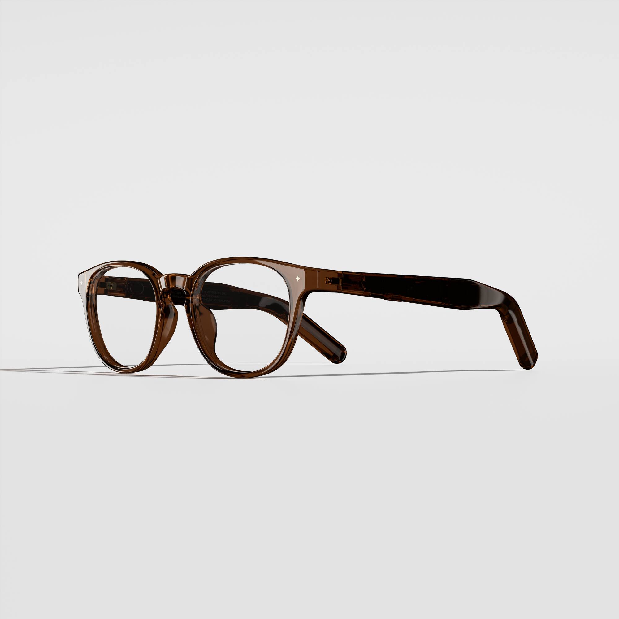Front. VONDER - BASEL AI Smart Glasses with Memory, 16h+ Battery, Premium Audio, No Camera or Display, Prescription-Ready - Clear Lenses - Whiskey.