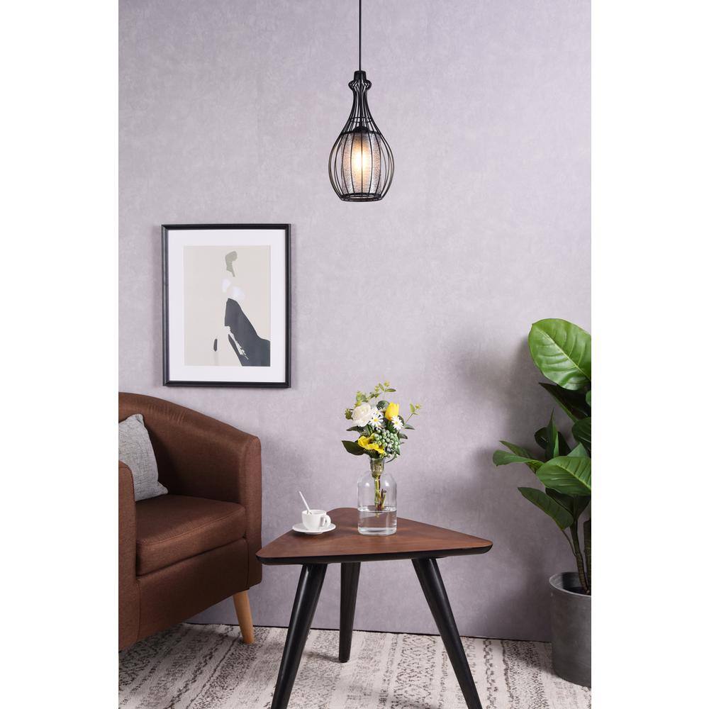 Alt View 2. Living District - Miya 1 Light Black Pendant - Black.