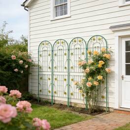 Loheer - 4 Pack Metal Garden Trellis for Climbing Plants Outdoor Flower Support - Green