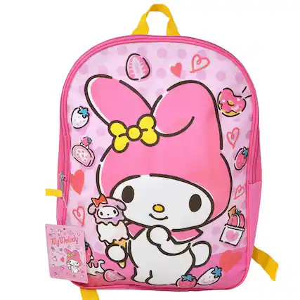 Front. UPD - Hello Kitty My Melody 15" Pink School Backpack for Girls - Multicolored.