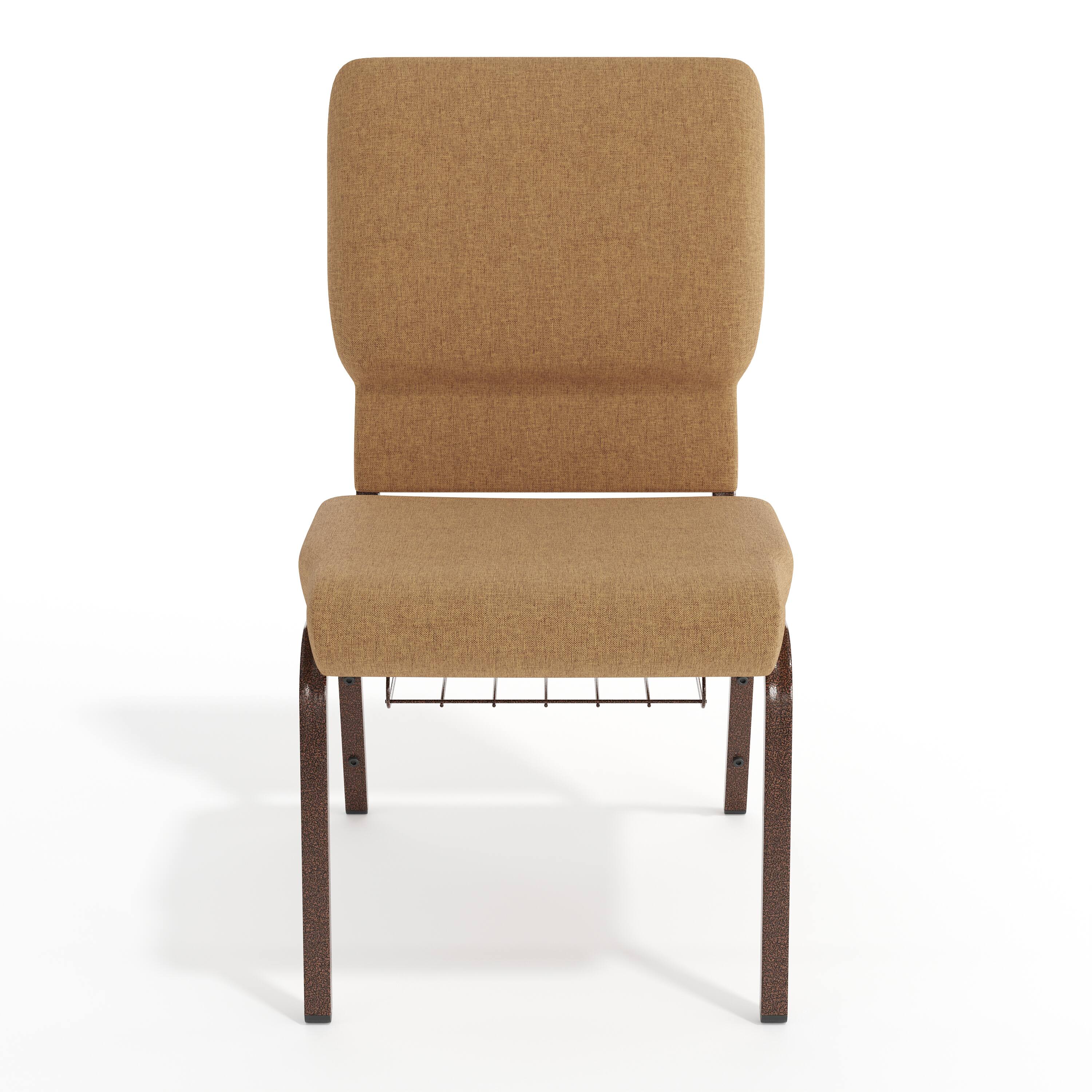 Alt View 9. Emma + Oliver - 18.5"W Church/Reception Guest Chair with Communion Cup Book Rack - Caramel Fabric/Copper Vein Frame.