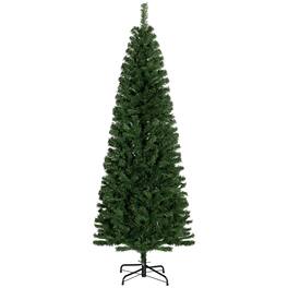 Boyel Living - 6ft Pencil Christmas Tree Slim Douglas Fir with Realistic Branches 618 Tips and Metal Base - Green