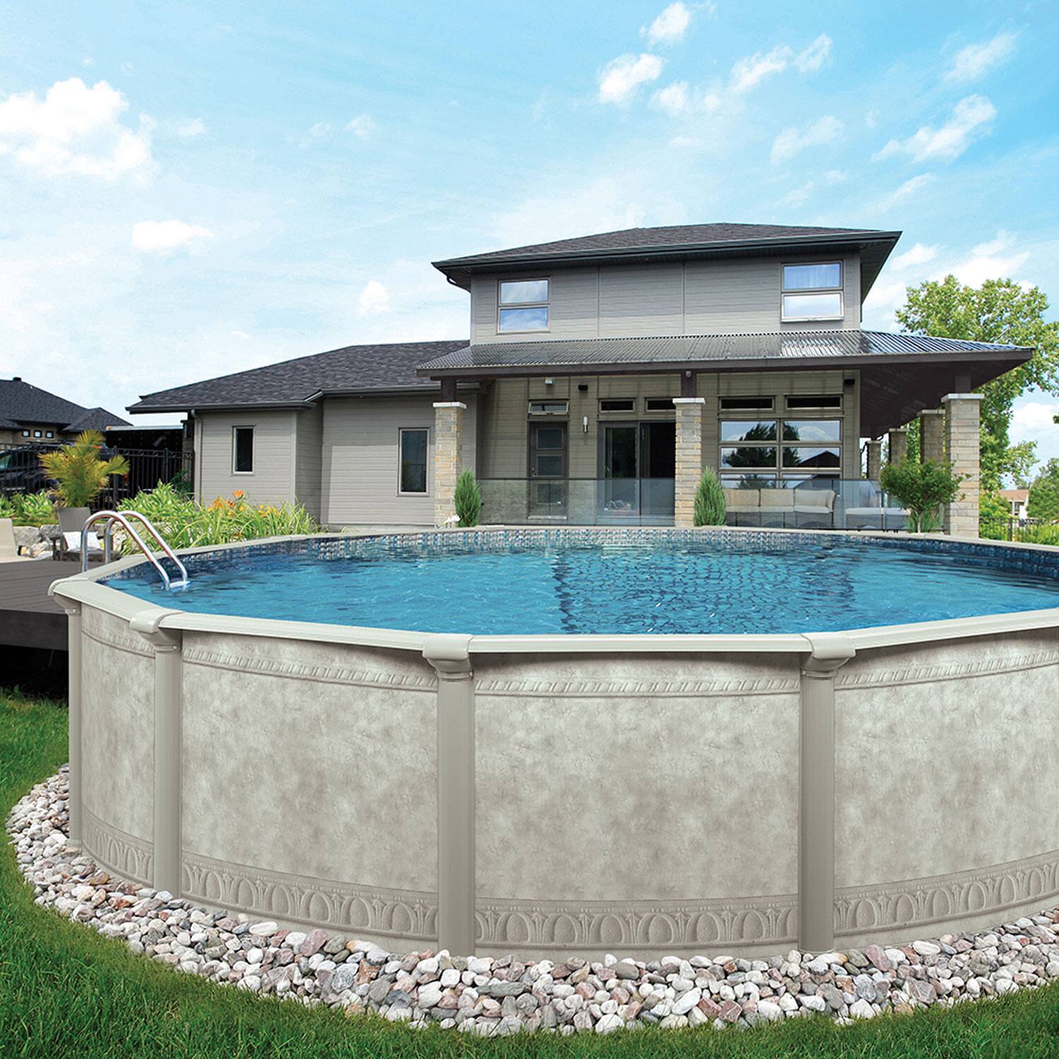 Alt View 3. Aquarian - Aquarian Pools Khaki Venetian 21ft x 52in Outdoor Above Ground Swimming Pool.