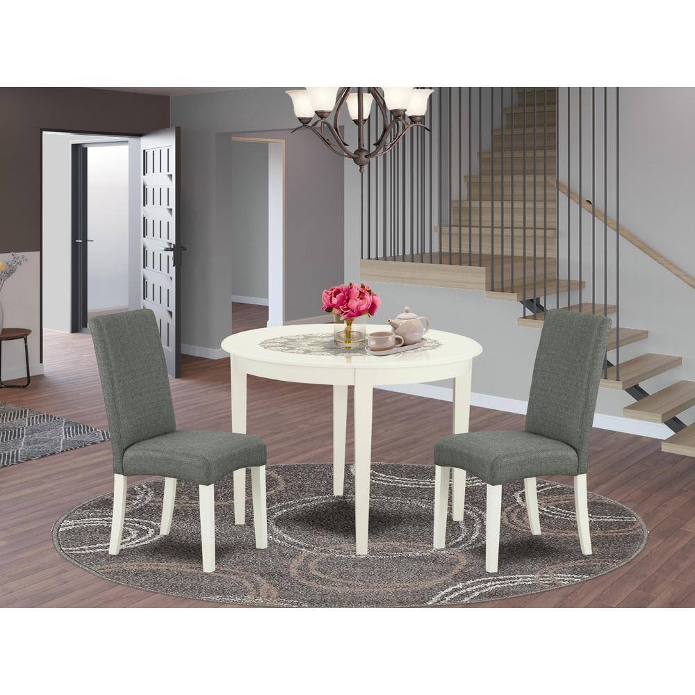 Left. East West Furniture - Dining Room Set Linen White - Brown.